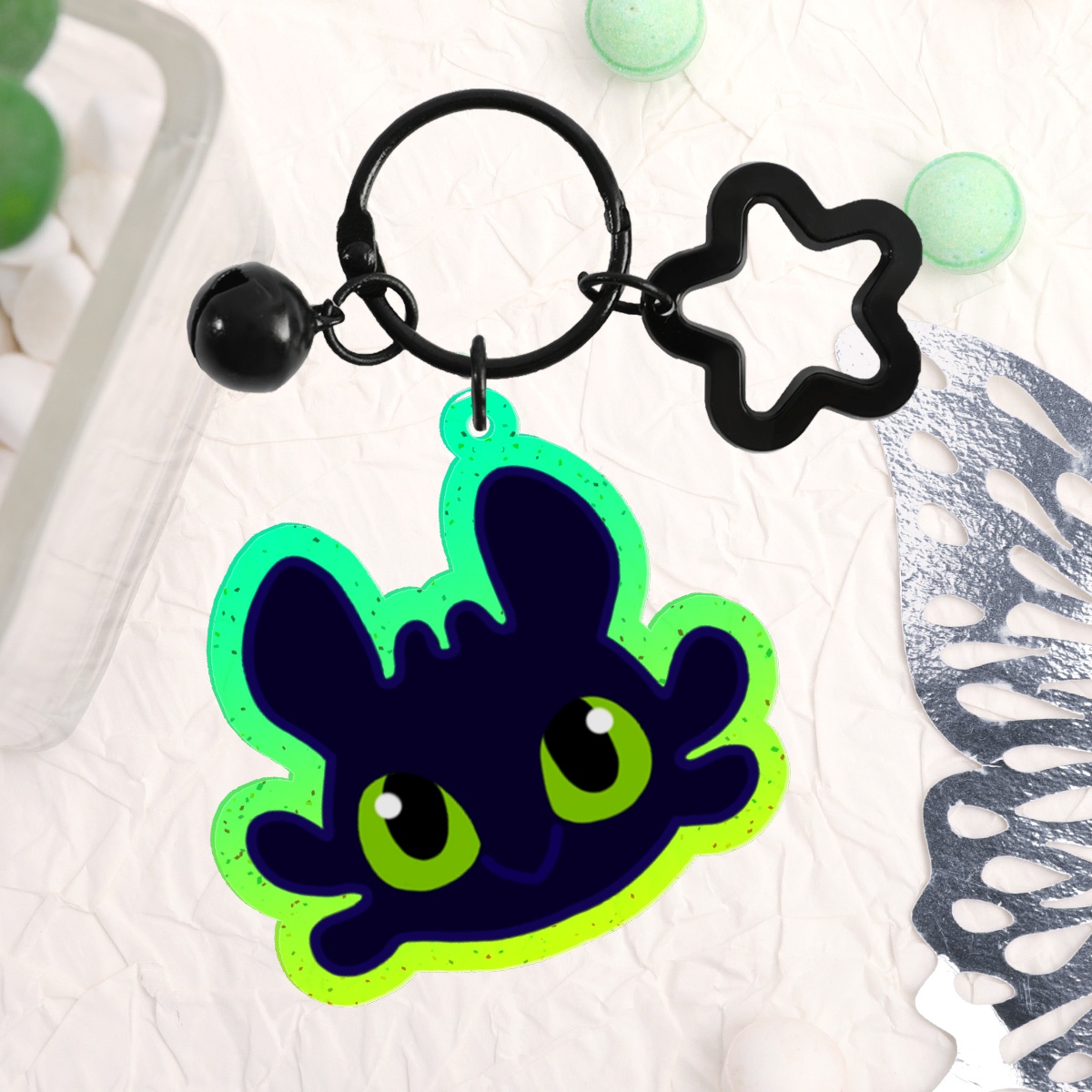 Toothless Dragon Colored Edge Acrylic Keychains