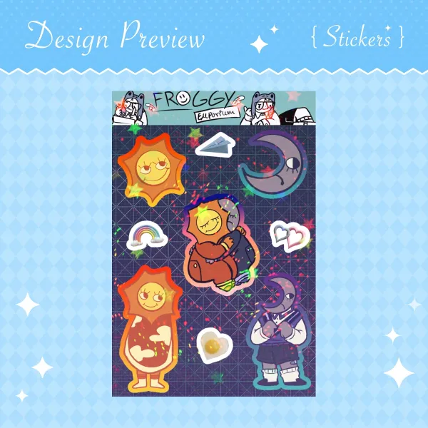 Sun and Moon Twins Paper Stickers Sheet