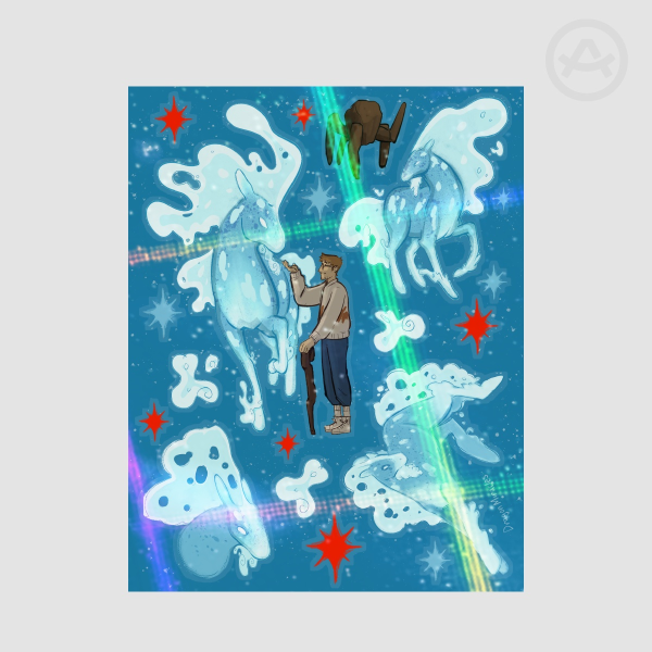 Taumoeba Horse Cross Rainbow Stickers Sheet