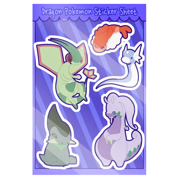 Dragon Pokemon Sticker Sheet