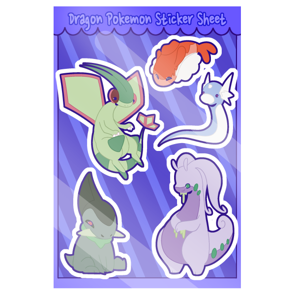 Dragon Pokemon Sticker Sheet