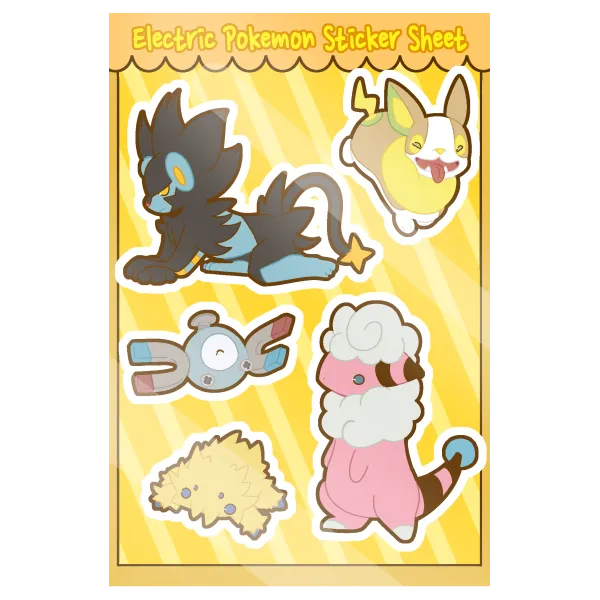 Electric Pokemon Sticker Sheet