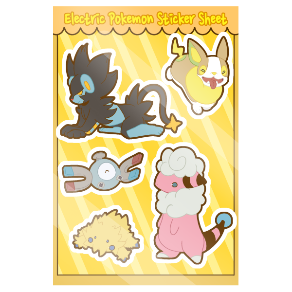 Electric Pokemon Sticker Sheet