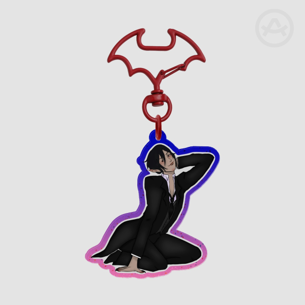 SMALL Glitter Back Sebastian Michaelis Black Butler Kuroshitsuji Keychain