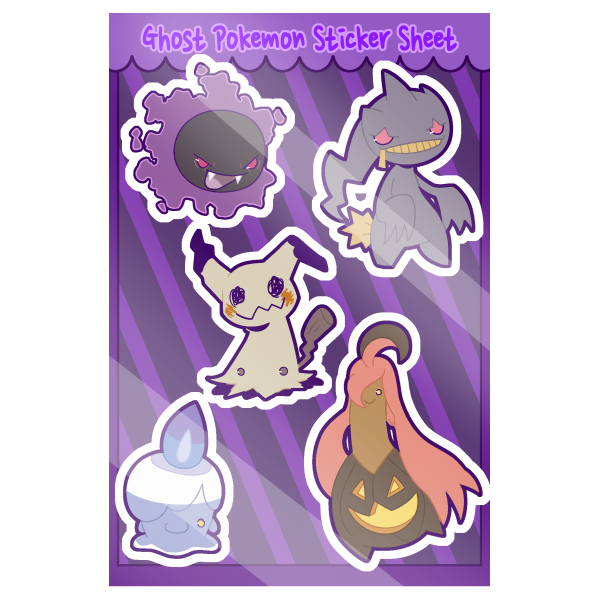 Ghost Pokemon Sticker Sheet