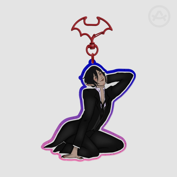 Glitter Back Sebastian Michaelis Black Butler Kuroshitsuji Keychain