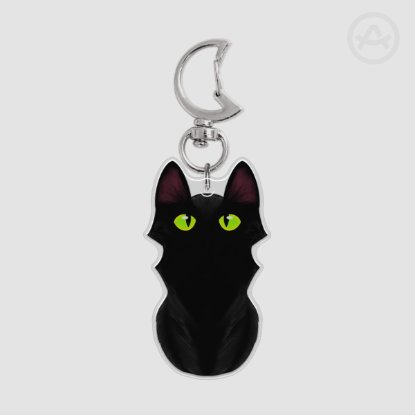 Black Cat Epoxy Clear Acrylic Keychain