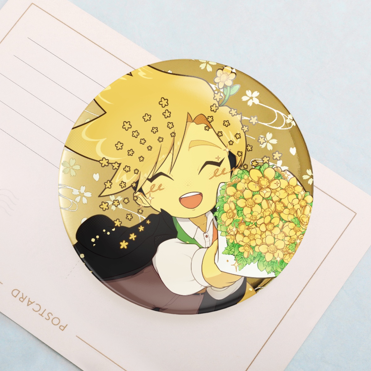 BUTTON HOLOGRAPHIC PIN ~ DELTARUNE - FLOWERY