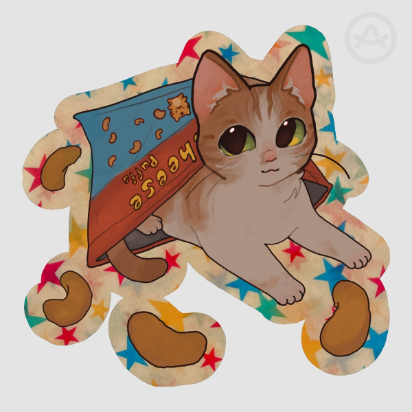 Foster Kitten Cheese Puff Soft Touch Sticker