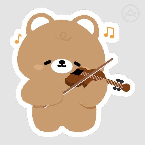 Bear Violin Die Cut Stickers