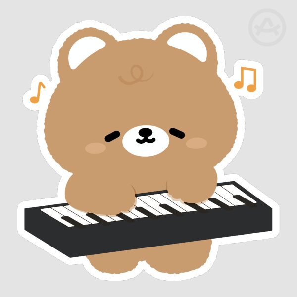 Bear Piano Die Cut Stickers