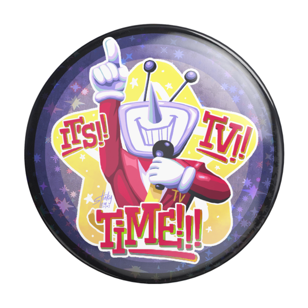IT'S!! TV!! TIME!! Mr Ant Tenna Foil Holographic Round Badges