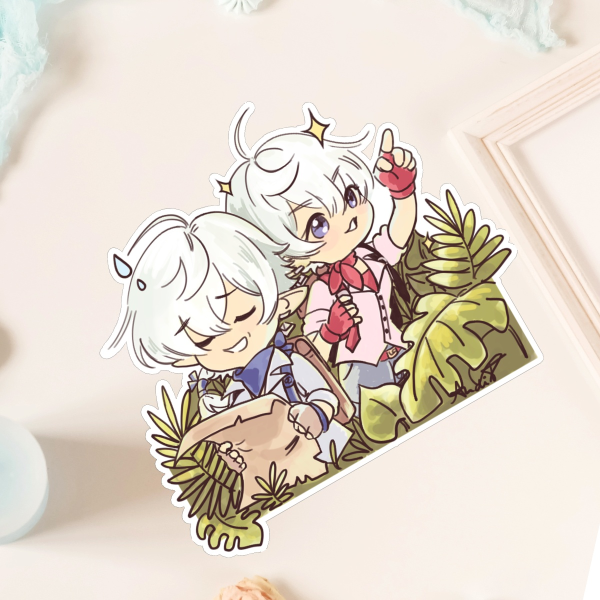 FFXIV Dawntrail Alphinaud & Alisaie Die Cut Stickers