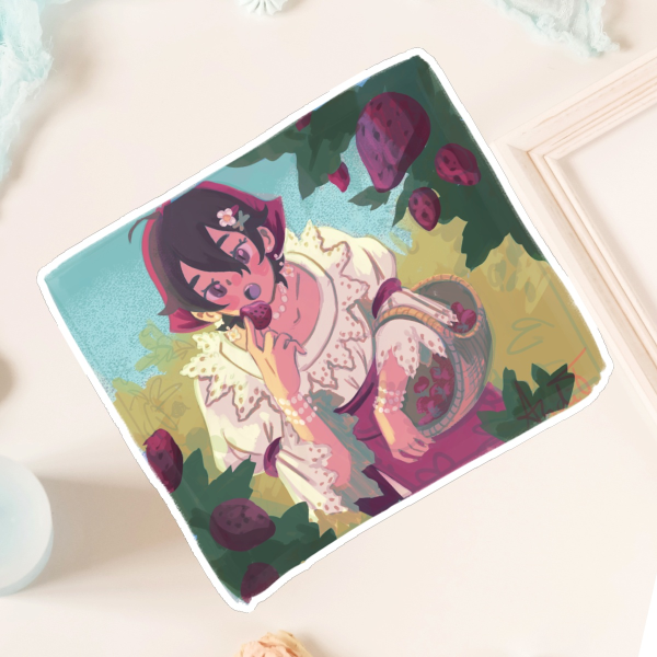 Strawberry picking Die Cut Stickers