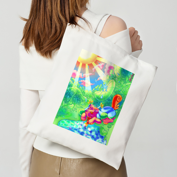 OC Nature Scenery Vertical Part-print Canvas Tote Bag - 13.7″x15.7″(35x40cm)