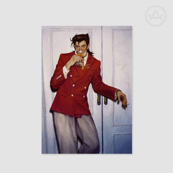 Human Spamton big shot era painting Poster