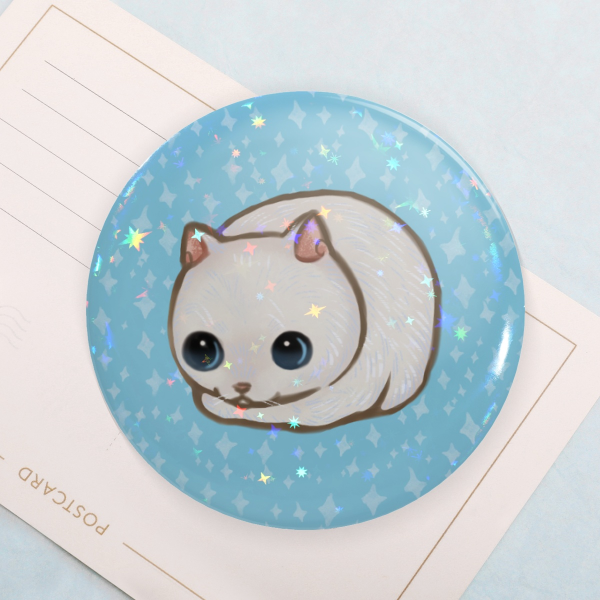 White Cat Loaf | Round Badge (Button Pin)