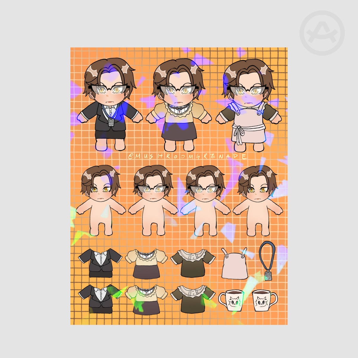 Jaehee Kang Plushie Dress Up Sticker Sheet