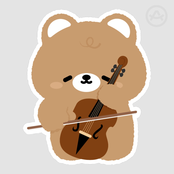 Bear Cello Die Cut Stickers