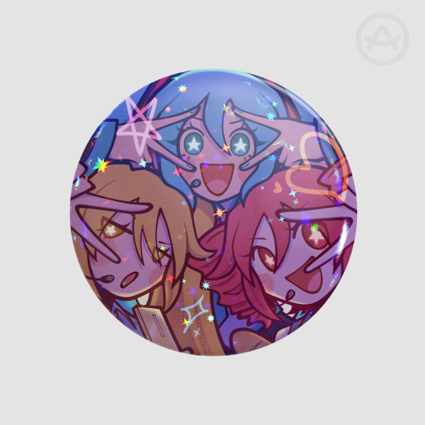 triple baka beam button pin (dark)