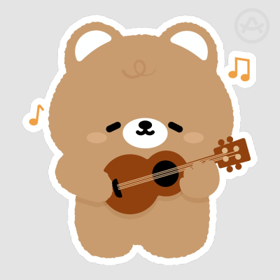 Bear Ukulele Die Cut Stickers