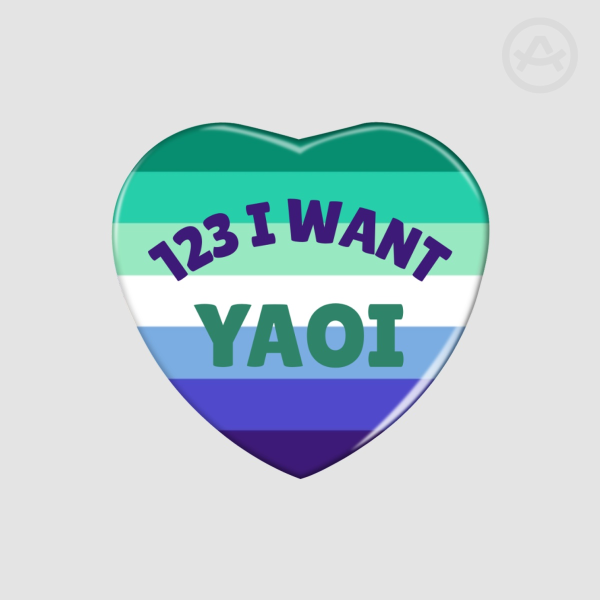 123 I Want Yaoi - Heart Badge