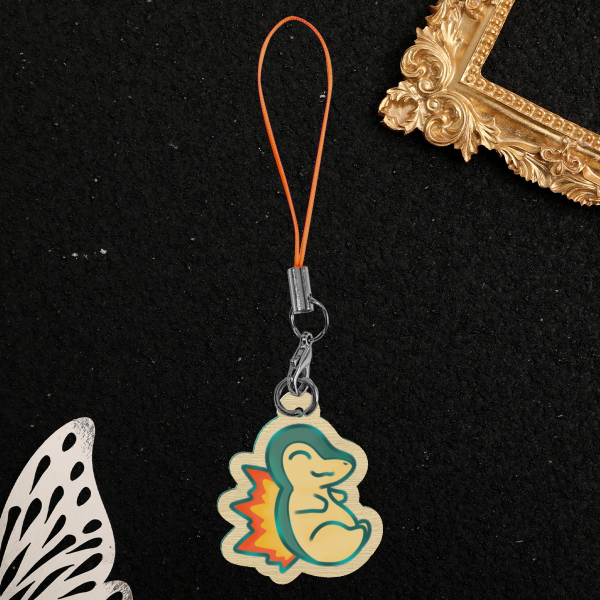 Cyndaquil Wood Phone Charm