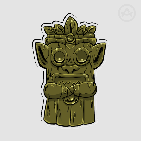 Angry Idol statue Acrylic Pin