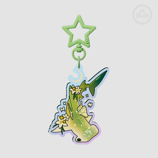 Capricorn Hammerhead Shark Iridescent Keychain