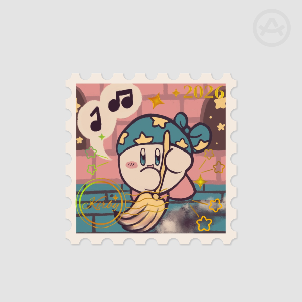 Clean Kirby - Gold Holo Stamp Sticker