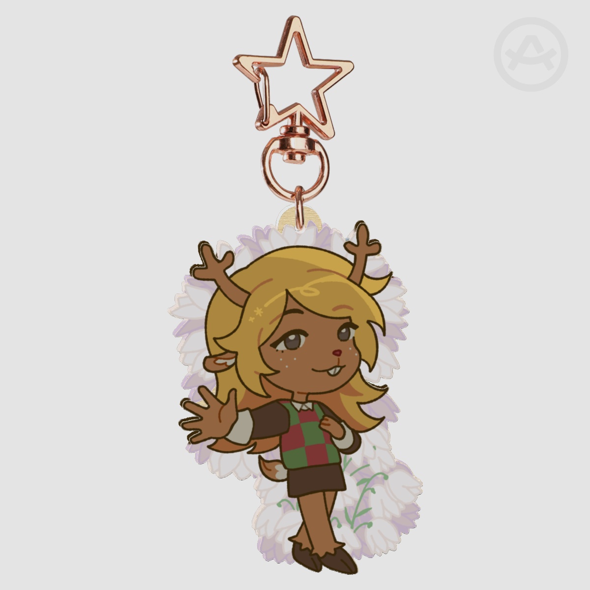 Noelle/Deltarune Double-sided Wood Keychain