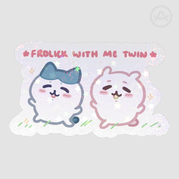 frolick with me twin chiikawa and hachiware holo star sticker