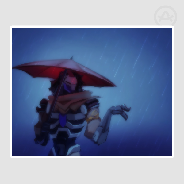 Ramattra Out in the Rain | Sticker | Overwatch Fanart | EirArchitect