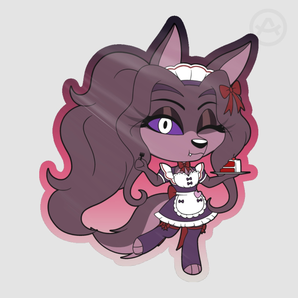 Chibi Maid Violet - Colored Edge Die Cut Sticker
