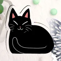 Cat - Black - Acrylic Pin