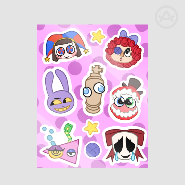 Digital Circus Glossy Sticker Sheet