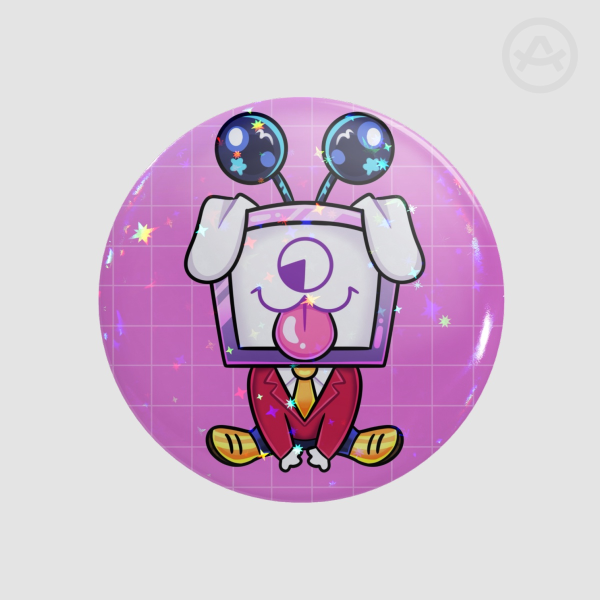 Puppy Tenna Holo Button Pin