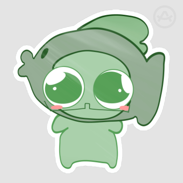 Green Silly sticker |White and Gray|