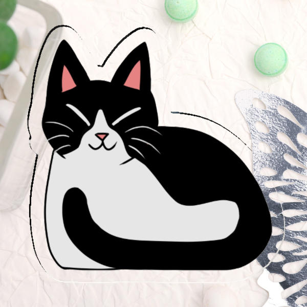 Cat - Black and White - Acrylic Pin