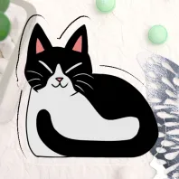 Cat - Black and White - Acrylic Pin