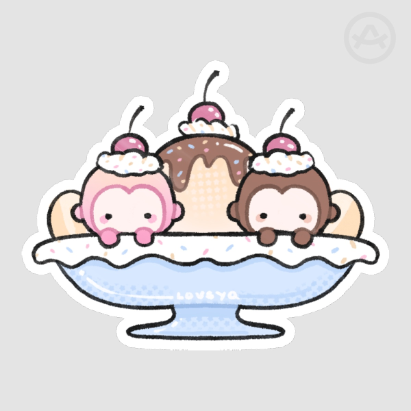 Peaches & Patches Banana Split Sticker 3”