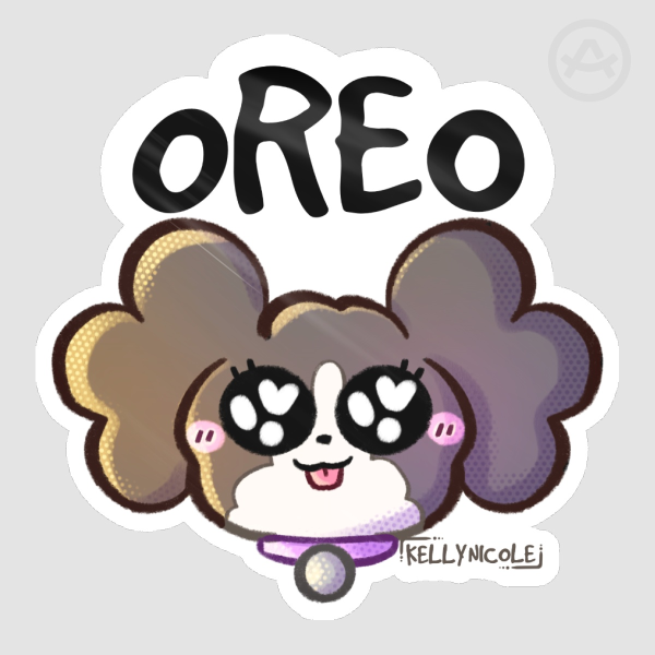 Oreo Puppy Emote Glossy Sticker
