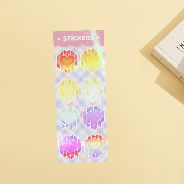 Stained Glass Gummy Heart Sticker Sheet