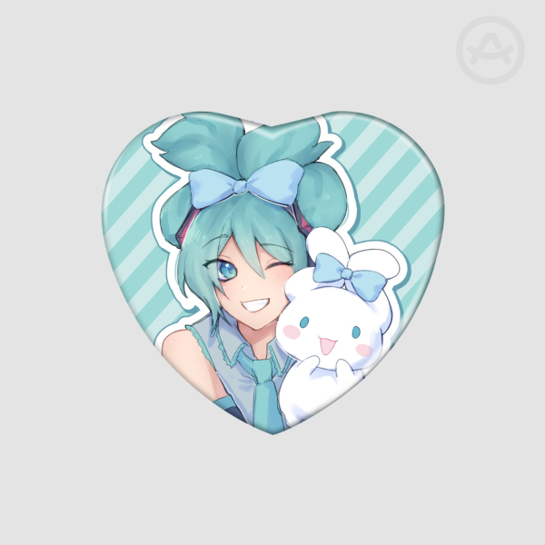 [VOCALOID] Miku & Cinnamoroll Heart Pin