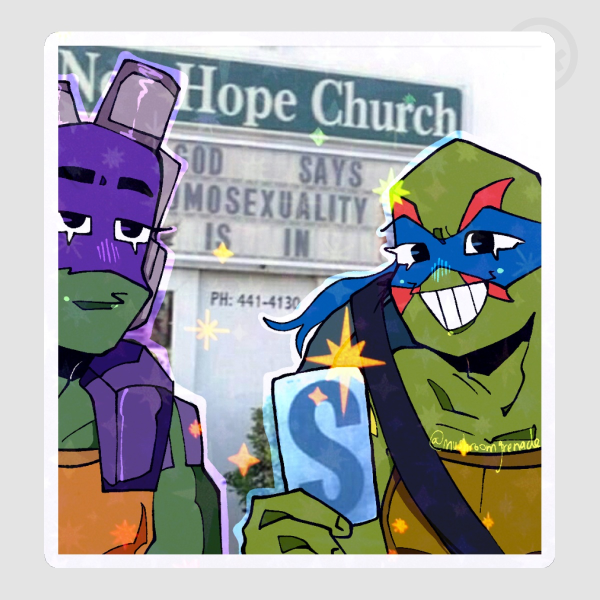 Donatello and Leonardo - Homosexuality is in sticker - ROTTMNT