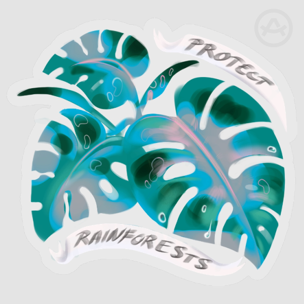 Monstera 3 transparent glossy sicker