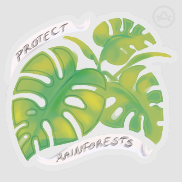 Monstera 2 transparent glossy sicker