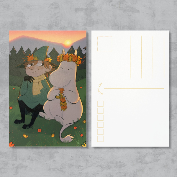 Snufkin and Moomin // Postcard