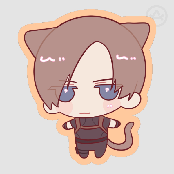 Leon S. Kennedy Matte Die-Cut Sticker - Cat ver. (Resident Evil 4 Original)