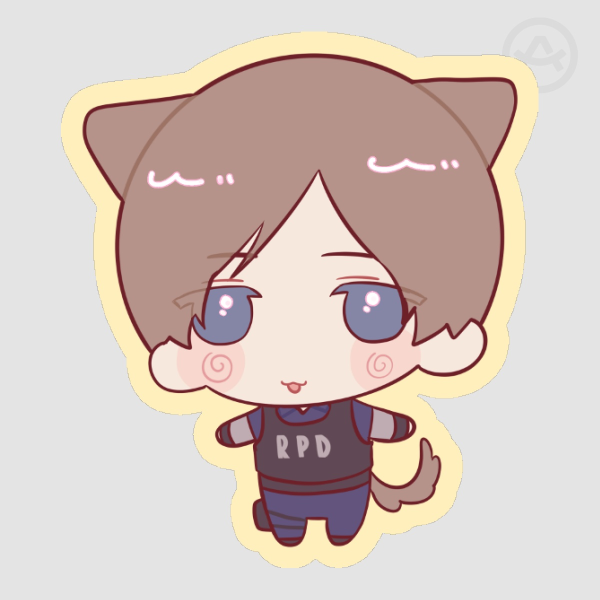 Leon S. Kennedy Matte Die-Cut Sticker - Cat ver. (Resident Evil 2 Remake)